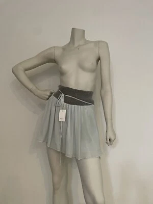 VANESSA BRUNO BABY BLUE & GREY MINI SKIRT SILK WOOL BALLET STYLE 34 XS SMALL NEW - Изображение 1 из 4