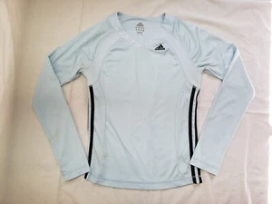 Light Blue Women's ADIDAS Long Sleeve Activewear V-Neck Top Sz S - Picture 1 of 6