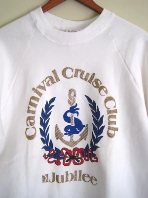 全新 复古 卫衣 CARNIVAL JUBILEE 游轮 白色 闪耀 50/50 L 码 全新带标签 — 第 1/4 张图片