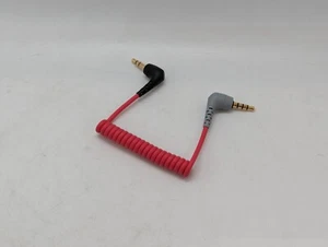Microphone audio patch cable 3.5mm TRS TRRS for Rode SC7/Boya camera mic red - Picture 1 of 16