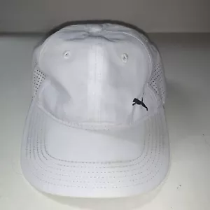 Authentic Puma Ball Cap Hat Color White Black Lettering Size L/XL Adjustable - Picture 1 of 5