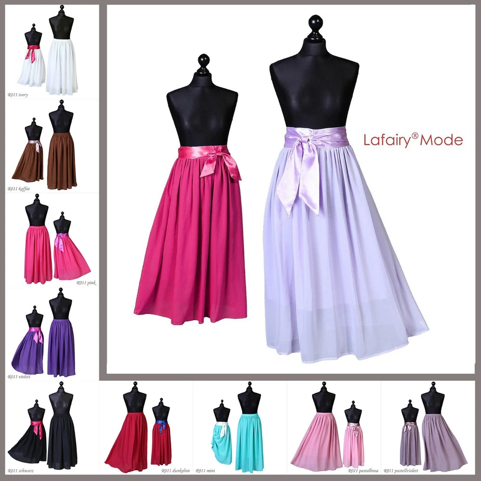 Sommerrock Lang Rock Strandrock Maxirock chiffon 2-Lagen 75cm lang Lafairy  - Bild 1 von 4