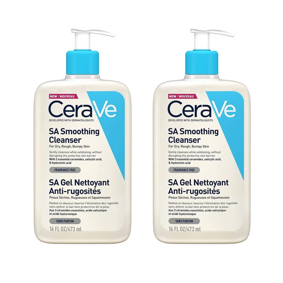 2x Limpiador suavizante CeraVe SA para piel seca áspera y llena de baches 473 ml Foto 1 de 1