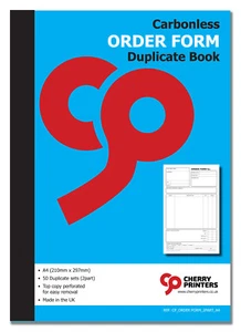 Cherry NCR Order Form Duplicate Book A4 (210mm x 297mm) 50 sets - Picture 1 of 5