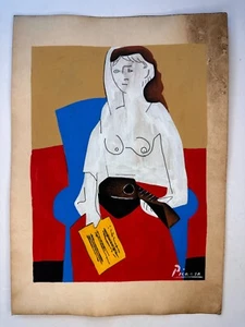 Pablo Picasso COA art painting original drawing vintage paper signed stamped - Picture 1 of 3