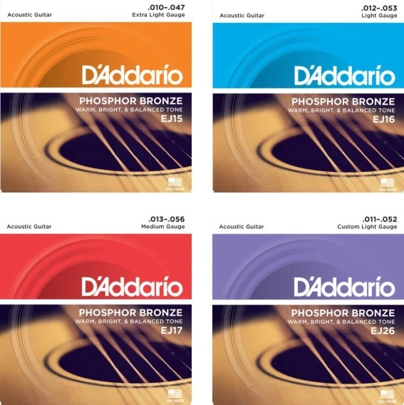 D'Addario EJ Phosphor Bronze Acoustic Guitar Strings - Choice of 7 guauges