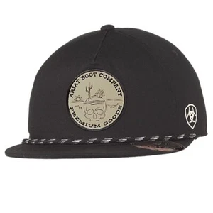 Ariat Mens Snap Back Cap Skull Desert Patch Black - Picture 1 of 6