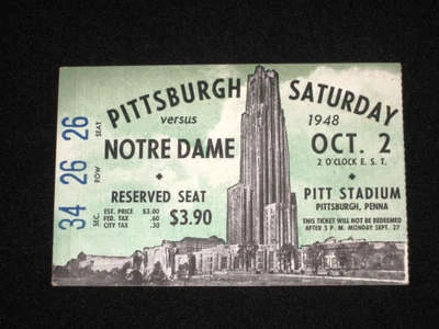 NOTRE DAME vs PITTSBURGH Ticket - 1948 - Image 1 of 2