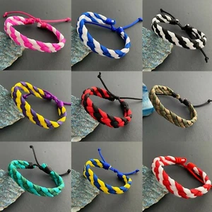 1 Adjustable 550 Paracord 4 Strand Braided Friendship Bracelet Surfer Wristband - Picture 1 of 27