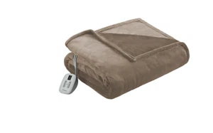 Brookstone n-a-p Twin beheizbare Plüschdecke in Taupe - Bild 1 von 11