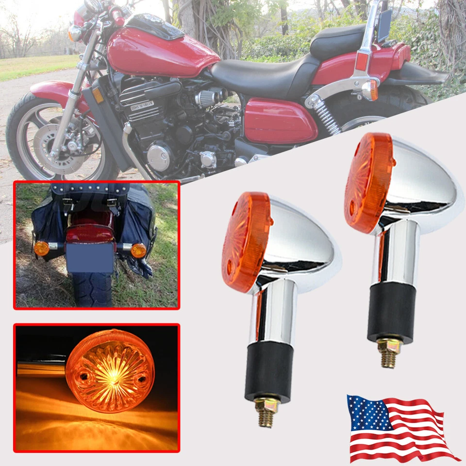 2PCS Turn Signal Lights Indicator For Kawasaki Eliminator 125 250 450 600 900 US Foto 1 de 4