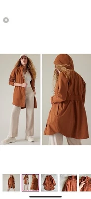 Chaqueta de trinchera larga ATHLETA RainOut Sutro mediana secuoya marrón óxido #531123 NUEVA Foto 1 de 4