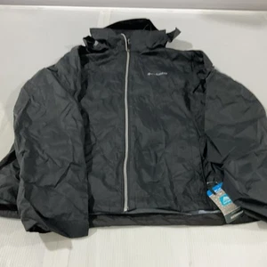 Columbia Women's Solid Black Nylon Hooded Zip Up Windbreaker Jacket Size XXL - Picture 1 of 11