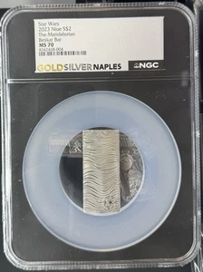 1 oz Silver $2 Star Wars Official Mandalorian Beskar Bar Niue Ms69 - Picture 1 of 12