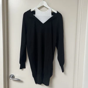 T Alexander Wang Black Merino Wool ribbed stretch cotton-jersey Mini Dress XS - Picture 1 of 7