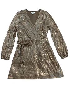 Cara Santana Nine West Pailletten Faux Wickel Mini Cocktail Party Kleid Damen XL - Bild 1 von 7
