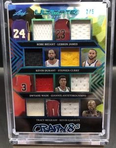 LEAF CRAZY8 NBA KOBE LEBRON CURRY GAME USED PATCH CARD 2/5 - Picture 1 of 1