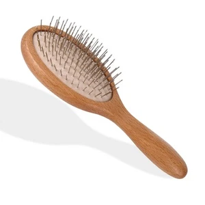 Hair Brush, Wooden Hairbrush with Metal Bristles, Stimulates Scalp for Hair G... - Picture 1 of 8