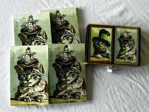 VTG Playing Cards Cats Double Deck Congress with 4 matching Bridge Score Guides - Picture 1 of 4
