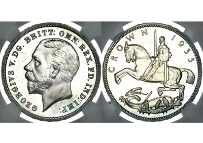 Rare 1935 George V Great Britain Silver Jubilee Silver Proof Crown NGC PF65 - Image 1 of 4