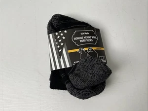 Camel City Mill Men's Ironside Merino Wool Lightweight Work Socks Black - M - Picture 1 of 2