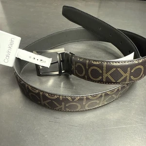 Calvin Klein Herren braun CK Logo Gürtel Größe Small 30-32 - Bild 1 von 5