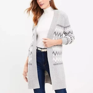 Loft bequeme oversized Fair Isle offene Strickjacke L - Bild 1 von 6
