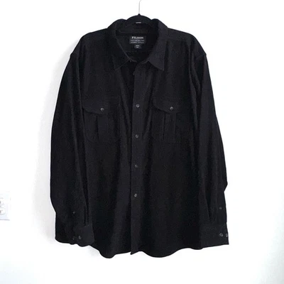 Filson Moleskin Shirt Button Up Mens XXXL 3XL Black Flannel 100% Cotton - Image 1 of 4