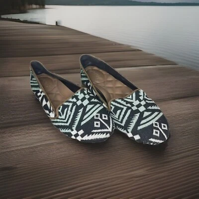 Zapatos Reef Mujer Talla 7 M Azul Tela Plana Bochica 2 Patrón Azteca 🔥 Foto 1 de 4