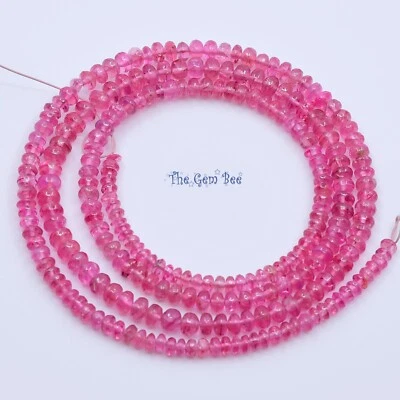2.5mm-3.6mm Bubblegum Pink Mahenge Spinel Smooth Rondelle Beads 18.2 inch Strand - Image 1 of 4