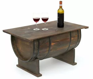Couchtisch Weinfass 5084 Tisch aus Holz Weinregal 80 cm Beistelltisch Wein Bar - Bild 1 von 6