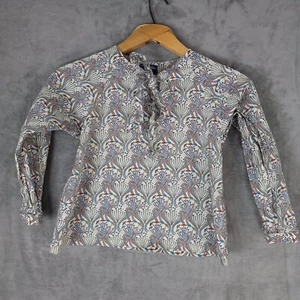 Oscar de la Renta Bow Blouse in Nile Floral Swirl Print Girls Size 8Y Designer - Picture 1 of 8