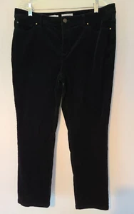 Charter Club Lexington Straight Petite Short Black Corduroy Pants Size 14PS - Picture 1 of 6