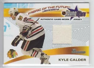 2001-02 BOWMAN KYLE CALDER JERSEY YOUNG STARS RELICS WHITE GAME USED Hawks - Foto 1 di 1