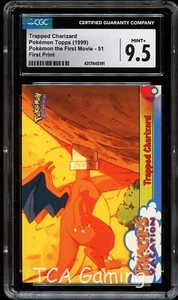 CGC 9.5 MINT+ Trapped Charizard 51 Topps First Print Blue Logo Pokemon Karte 191 - Bild 1 von 3