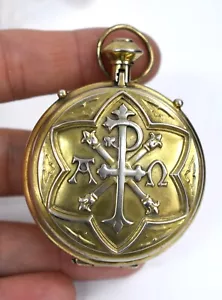 Muy Bonito Pyx Antiguo, Caja de Anfitrión, Todo Plata de Ley, Chi Rho (CU586) Cáliz Co - Imagen 1 de 10