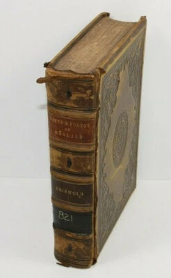 Griswold Poetry of England Original 1854 Leather Bound Hardcover - Ex-Library - Image 1 of 4