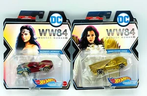 2 Hot Wheels 1/64 DC Wonder Woman WW84 Golden Armor Character Cars WW 84 Diecast - Picture 1 of 3