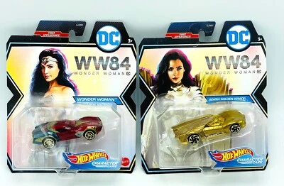 2 Hot Wheels 1/64 DC Wonder Woman WW84 Golden Armor Character Cars WW 84 Diecast - Image 1 of 3