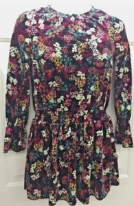 Ella Moss Black with Floral Print Girl's Dress - Picture 1 of 4