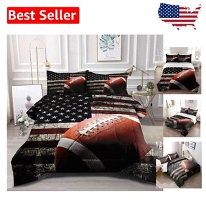 Soft 3-Piece American Football Bedding Set with Comforter and Pillow Shams - Picture 1 of 9
