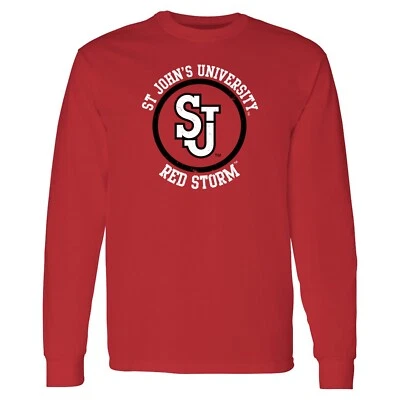 St John's University Red Storm Distressed Circle Logo Long Sleeve T-Shirt - Red - Image 1 of 4