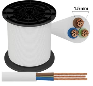 Stromkabel Elektrokabel H05VV-F 3-adrig 3x1.5 Weiß 1 meter - Bild 1 von 3