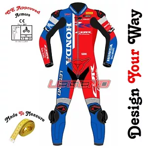 Honda HRC WSBK Race Suit Custom Honda Motorbike Motorcycle Racing Leather Suit - Picture 1 of 5