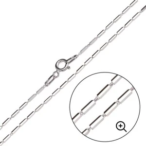 14K WHITE GOLD OVER 925 STERLING SILVER 6 SIDED DIAMOND CUT TUBE LINK CHAIN   - Picture 1 of 1