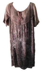 Vintage Lace Cotton Ribbon Custom dyed Taupe Mauve Gray dress Nightgown Beach LG - Picture 1 of 7