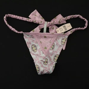 NEW Victoria's Secret VTG Sexy Little Things Mermaid Satin Bow Thong Panty SMALL - Picture 1 of 8