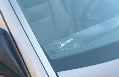 CLEAR Windshield Decal Sticker "Mercedes" SCRIPT Light SILVER - Image 1 of 3