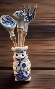 Cermol Hand-Painted Polish Pottery Kitchen Utensil Holder Chef With Utensils - Picture 1 of 1