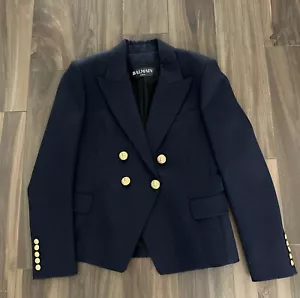 BALMAIN Navy Blue Virgin Wool Button Jacket Blazer Size - 46 - Picture 1 of 7